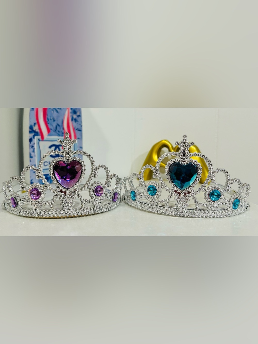 Amazon Silver Jeweled Headband and Purple Heart Tiara Set